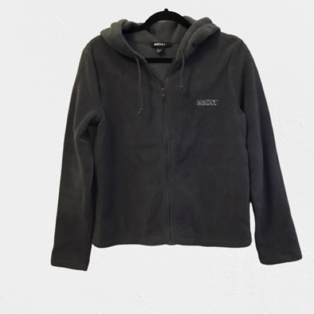 DKNY Grey Full-Zipper Hoodie-Pullover size L